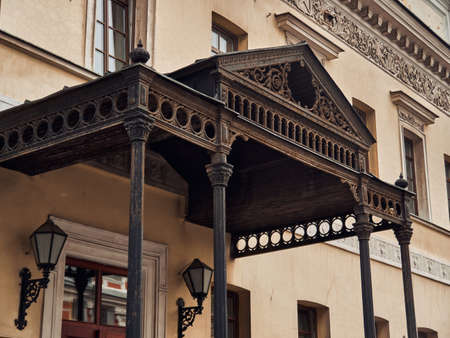 Entrance to an old building on a pedestrian street. Summerの写真素材