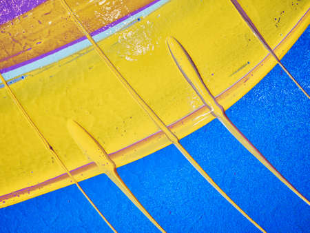Texture of blue paint drawing on canvas using a pendulum.の写真素材