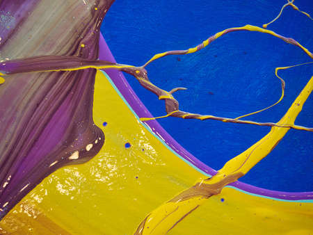 Texture of blue paint drawing on canvas using a pendulum.の写真素材