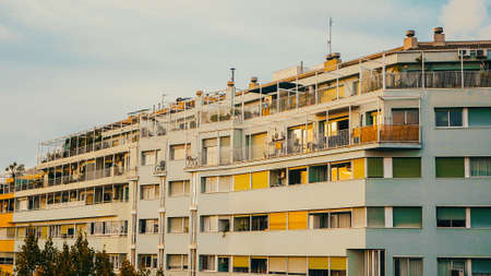 Aerial view over the rooftops of the Eixample district in Barcelona ,, Spainのeditorial素材