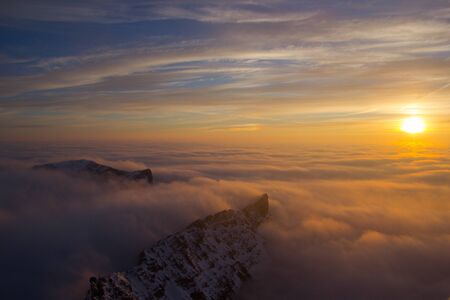 Sunset at the Zugspitze, Bavarian Mountain