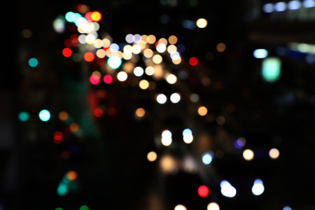 Lighting street in Bangkok ,Blurry light background