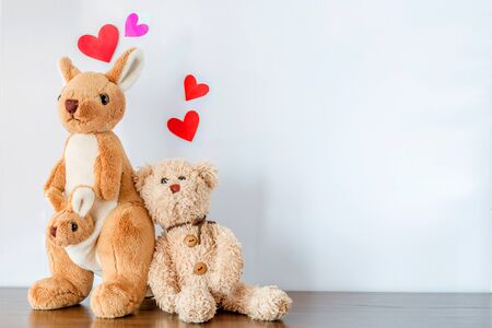 Teddy bear and kangaroo in love ,Couple in loveの写真素材