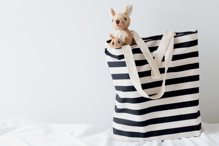Kangaroo and black & white bag fabricの写真素材
