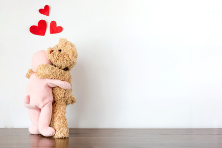 Two teddy bears in love	,Couple teddy bearの写真素材