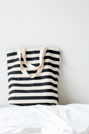 black and white fabric bagの写真素材