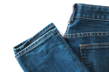 Blue jean background ,Denim with seam texture of fabric.の写真素材