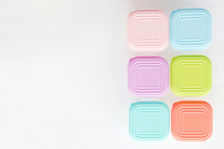Plastic box pastel on white backgroundの写真素材