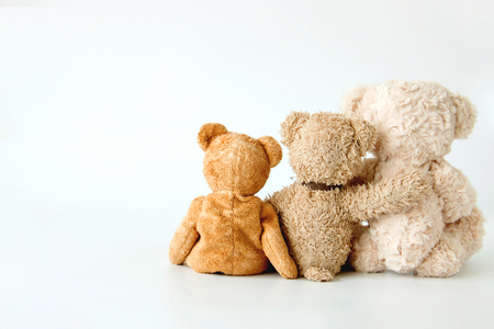 Friendship -Triplets teddy bear holding in one's armsの写真素材
