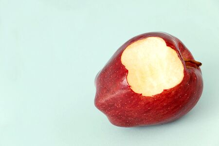 Eating a red apple fruit, It's yummy for diet healthyの写真素材