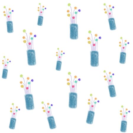 Pot plant and flowers on white backgroundの写真素材