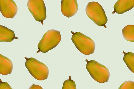 Seamless pattern sweet papaya fruits on pastel background