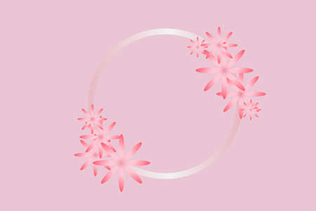 flowers and pastel circle frame creative postcard design&#xD;&#xA;のイラスト素材