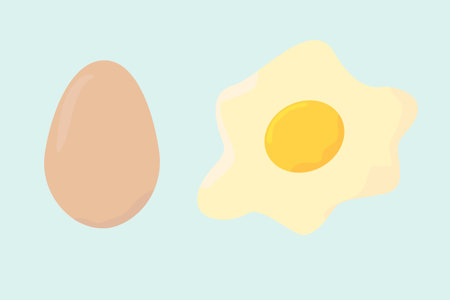 Egg raw and fried vector on pastel backgroundのイラスト素材