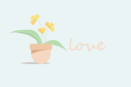 a cute pastel flower in potted with loveのイラスト素材