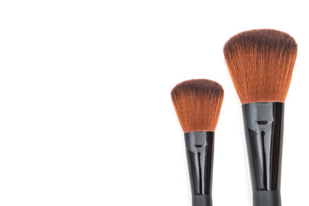 Makeup brushes on white background.の写真素材