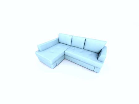cyan sofa on white backgroundの写真素材
