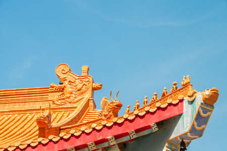 Chinese Zodiac on temple roofの写真素材