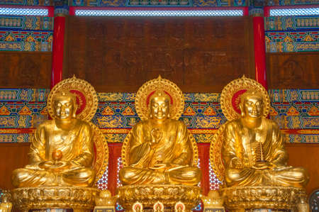 Buddha statue at Chinese templeの写真素材