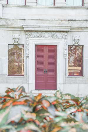 luxury door with field of flowers at The Ananta Samakhom Throne Hall in Thai Royal Dusit Palace, Bangkok, Thailand.のeditorial素材
