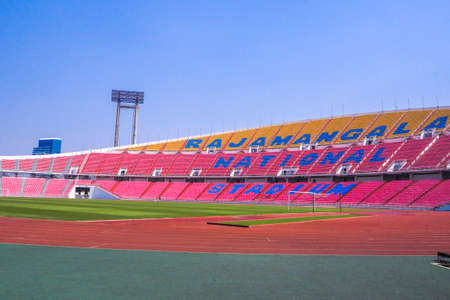 Rajamangala National Stadium ,Inside Football Stadium at Bangkok, Thailand with blue sky backgroundのeditorial素材