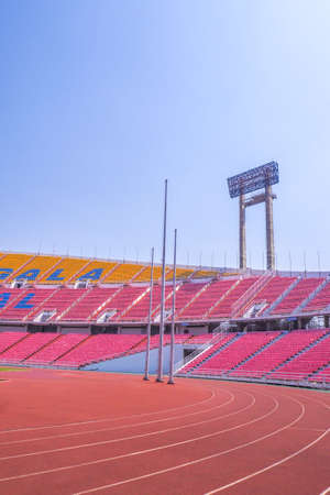 Rajamangala National Stadium ,Inside Football Stadium at Bangkok, Thailand with blue sky backgroundのeditorial素材