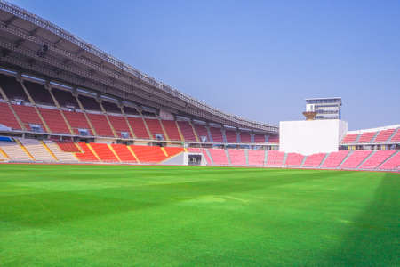 Rajamangala National Stadium ,Inside Football Stadium at Bangkok, Thailand with blue sky backgroundのeditorial素材