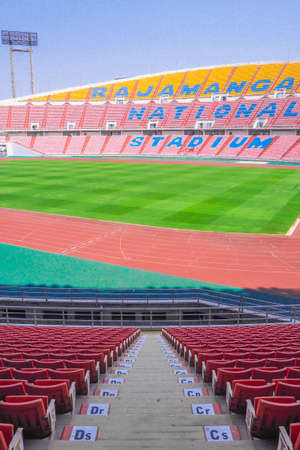 Rajamangala National Stadium ,Inside Football Stadium at Bangkok, Thailand with blue sky backgroundのeditorial素材