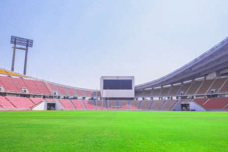 Rajamangala National Stadium ,Inside Football Stadium at Bangkok, Thailand with blue sky backgroundのeditorial素材