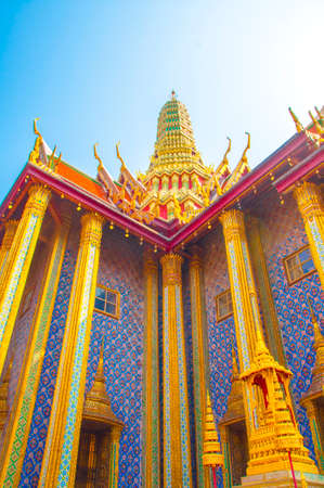 Wat Phra Kaew, Temple of the Emerald Buddha at Royal Grand Palace  with blue sky Background Bangkok, Asia Thailand.のeditorial素材