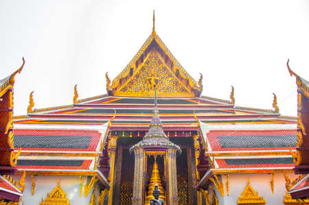 Wat Phra Kaew, Temple of the Emerald Buddha at Royal Grand Palace  with White sky Background Bangkok, Asia Thailand.の写真素材