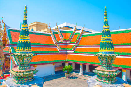 Wat Phra Kaew, Temple of the Emerald Buddha at Royal Grand Palace  with blue sky Background Bangkok, Asia Thailand.の写真素材