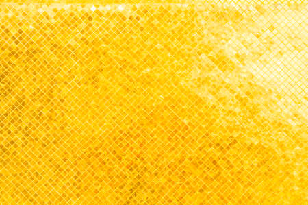 Golden tiled glasses mosaic background, Buddhist temple structure detailの写真素材