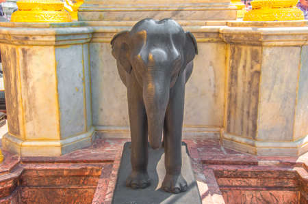 The black Elephant Statue at Wat Phra Kaew, Royal Grand Palace, Bangkok, Thailand.の写真素材