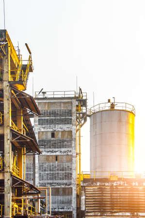Industrial view at oil refinery plant form industry zone with sunrise sky backgroundの写真素材