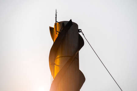 Close up Industrial view at oil refinery plant form industry zone with sunrise sky backgroundの写真素材