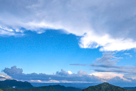 Majestic sunset in the mountains landscape with Dramatic cloud and sky. Beauty world.の写真素材