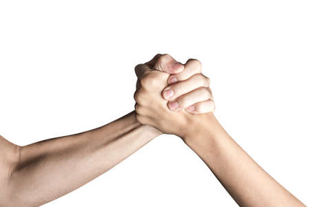 Hand open and ready to help or receive. Gesture isolated on white background with clipping path....