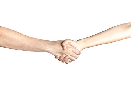 Hand open and ready to help or receive. Gesture isolated on white background with clipping path....
