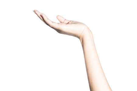 Close up of beautiful  hand isolated on white background with clipping path.の写真素材