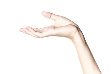 Close up of beautiful  hand isolated on white background with clipping path.の写真素材