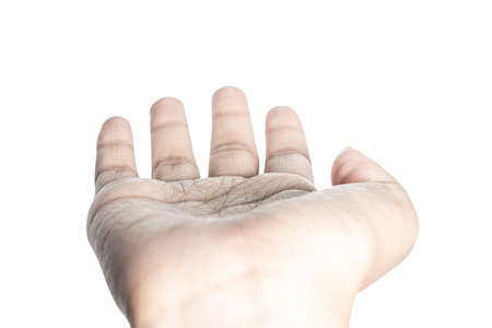 Close up of beautiful  hand isolated on white background with clipping path.の写真素材