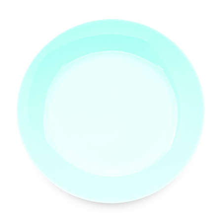 Empty blue ceramics plate isolated on white background with clipping path.の写真素材