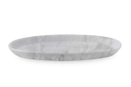Empty marble plate isolated on white background with clipping path.の写真素材