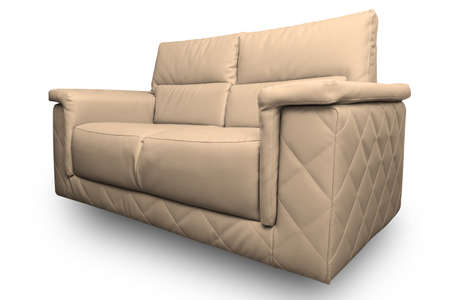 Close up Brown sofa isolated on white background with clipping path.の写真素材