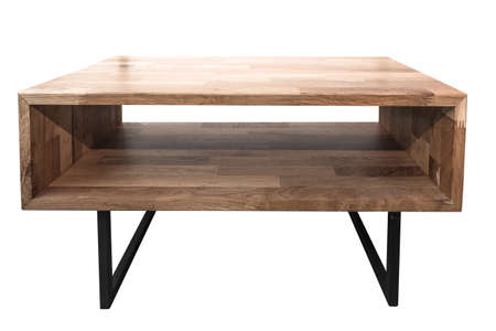 Close up brown table isolated on white background with clipping path.の写真素材
