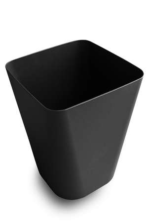 Close up black bin basket with clipping path isolated on white background.の写真素材