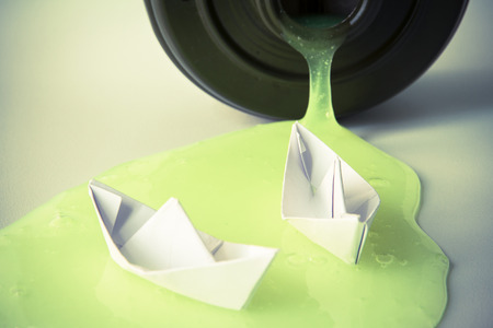 Paper Boat on slime gel