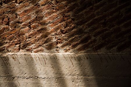 Walls of house with clay bricks.の写真素材