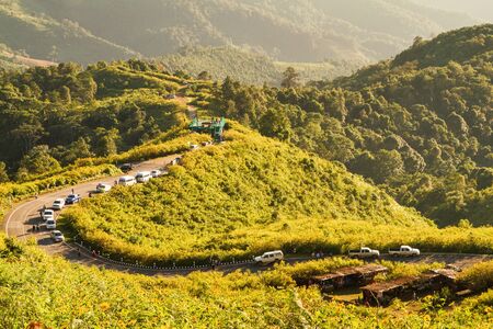 Road routes on the mountainの写真素材